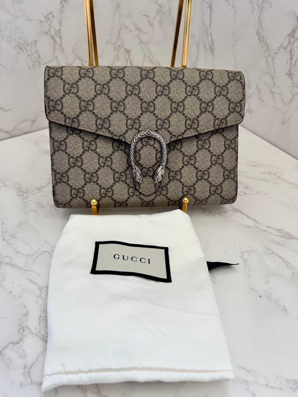 Gucci Dionysus Wallet on Chain Red & Tan Monogram with Dust Bag